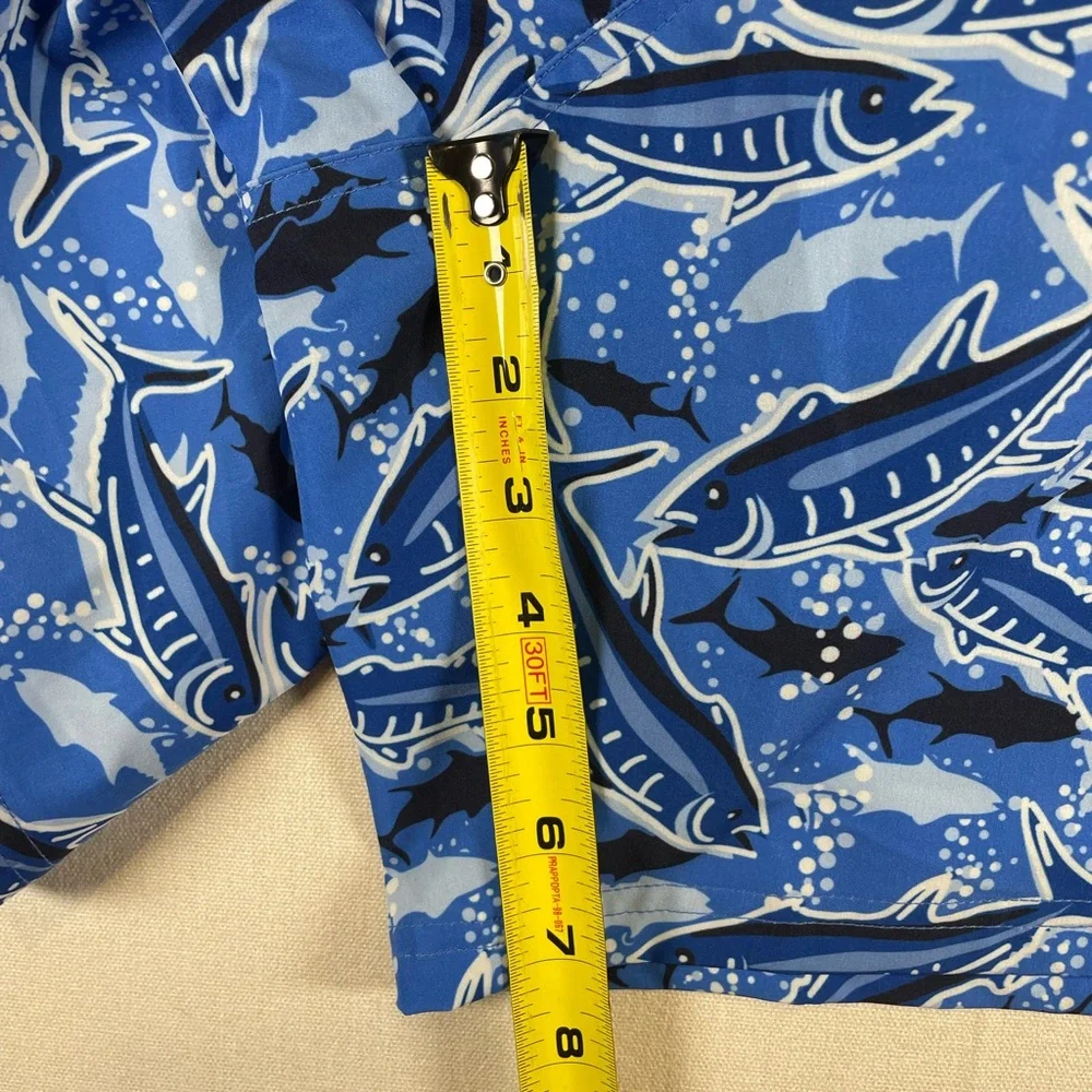 Vineyard Vines Chappy Swim Trunks 3XB Blue Fishing Print 7” NWT